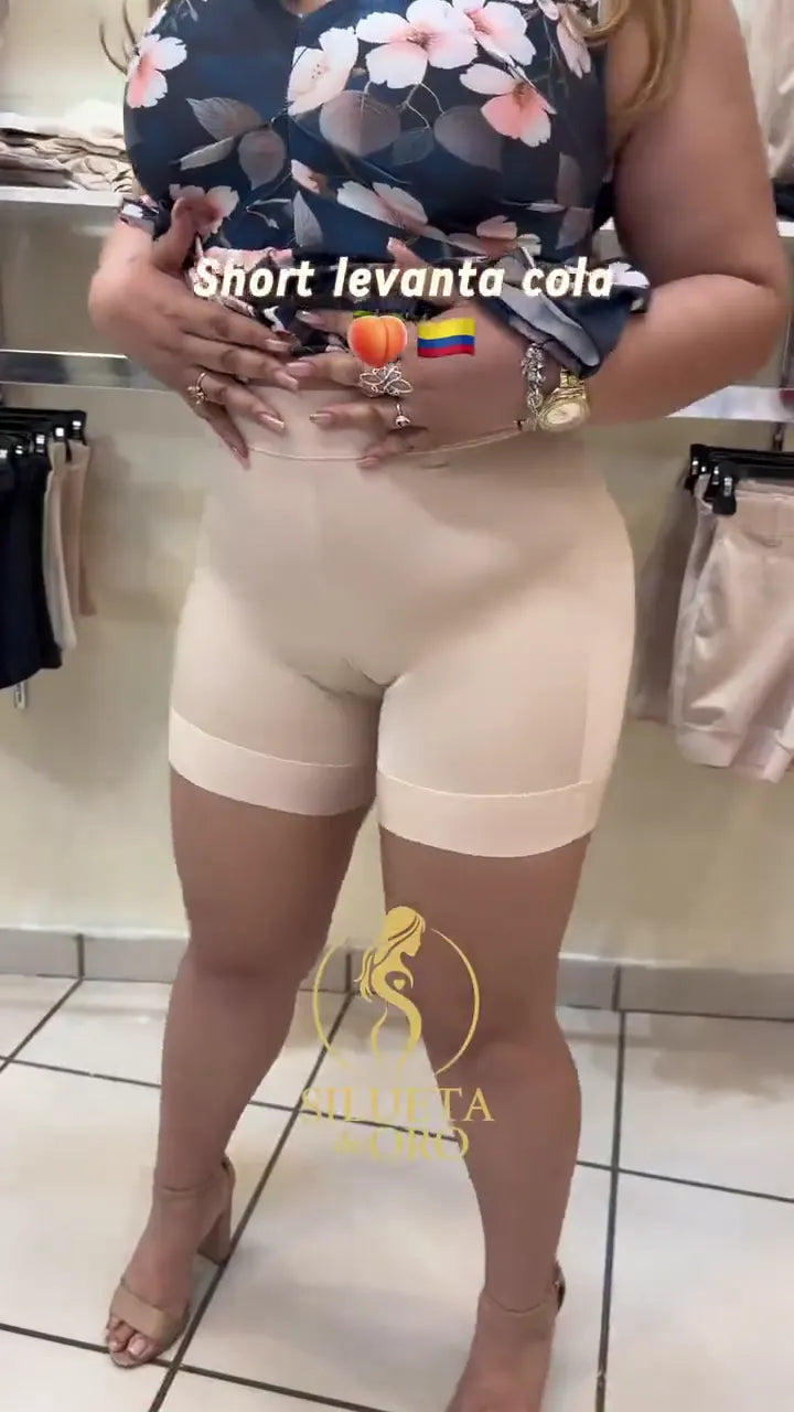 Faja Short Biker X7D bajo un vestido, vista frontal y de espalda